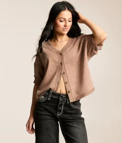 Tops | Gilded Intent Washed Boxy Top Chocolate Malt