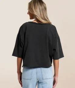 Tops | Double Zero Washed Boxy T-Shirt Aqua Blue