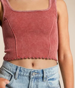 Tops | Freshwear Washed Brami Washed Red