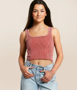 Tops | Freshwear Washed Brami Washed Red