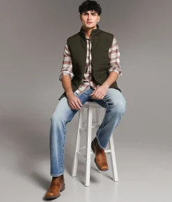 BKE Washed Canvas Vest Green Brown Best