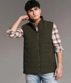 Coats & Jackets | BKE Washed Canvas Vest Green Brown