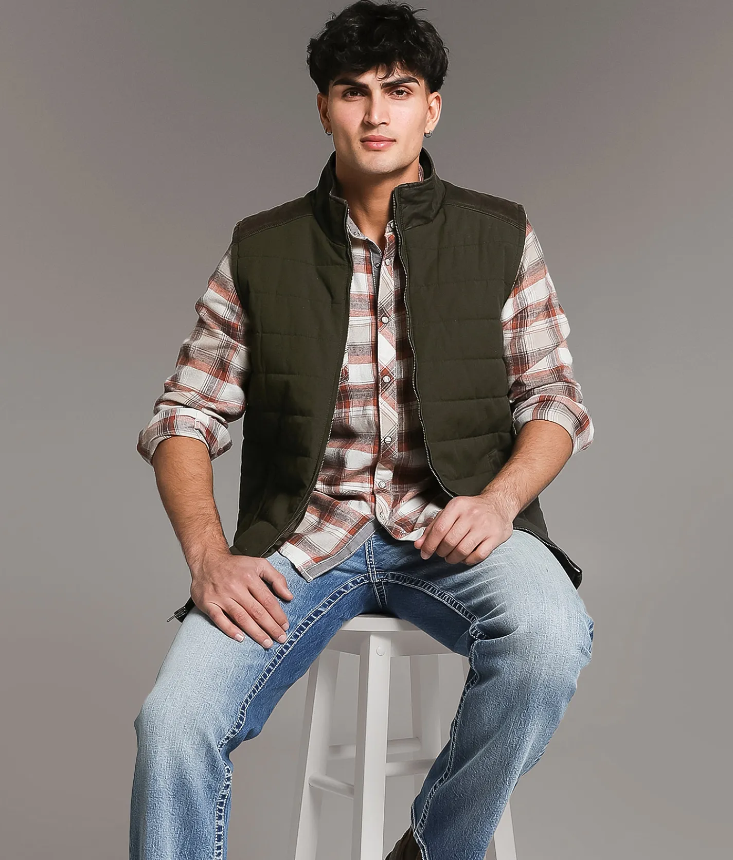 Coats & Jackets | BKE Washed Canvas Vest Green Brown