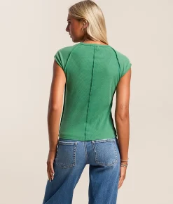 Tops | Gilded Intent Washed Cap Sleeve Top Bottle Green