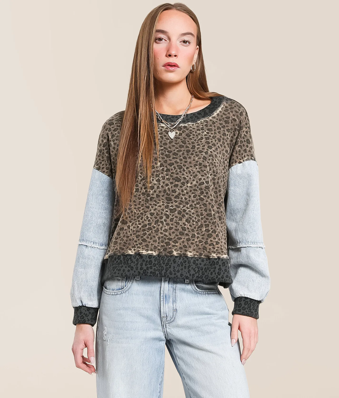 Tops | Gilded Intent Washed Pullover Cheetah