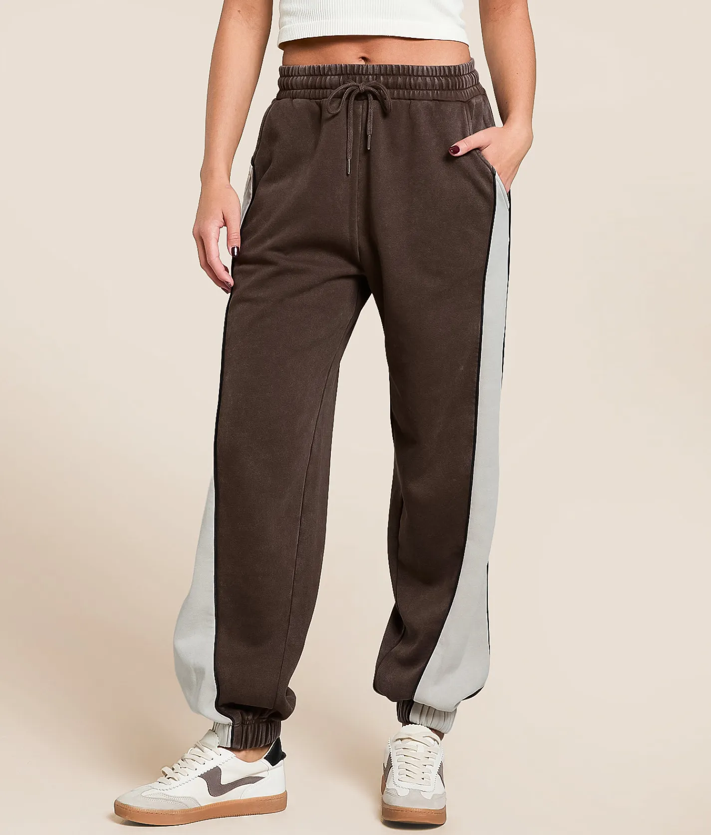 Gilded Intent Washed Color Block Jogger Chocolate Martini Outlet