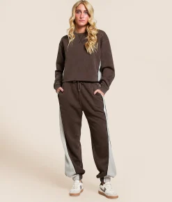 Tops|Activewear | Gilded Intent Washed Color Block Pullover Chocolate Martini