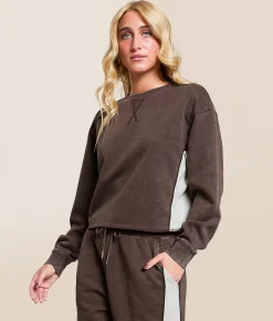 Tops|Activewear | Gilded Intent Washed Color Block Pullover Chocolate Martini