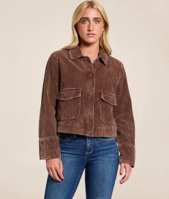 Stoosh Washed Corduroy Cropped Jacket Washed Brown Clearance