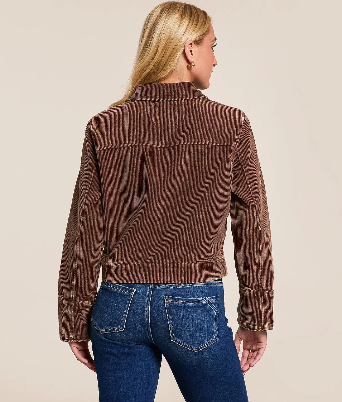 Stoosh Washed Corduroy Cropped Jacket Washed Brown Clearance