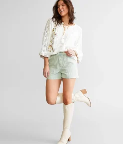 Bottoms|Shorts | Blue Blush Washed Corduroy Short Dusty Sage