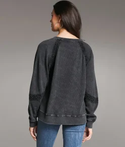 Tops | BKE Washed Crochet Thermal Washed Black