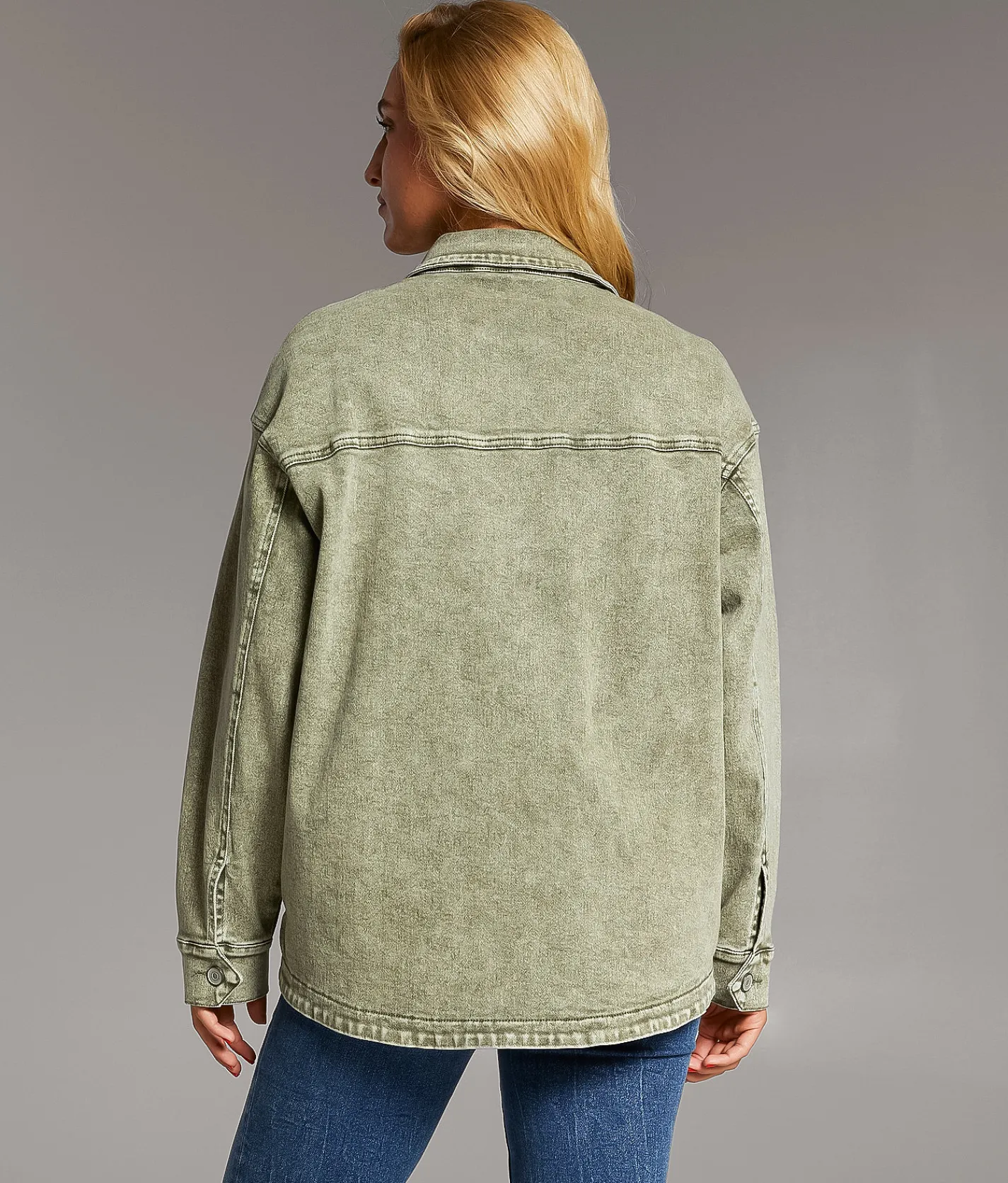Tops|Coats & Jackets | BKE Washed Denim Barn Stretch Jacket Green