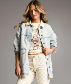 BKE Washed Denim Stretch Jacket Light Wash Clearance
