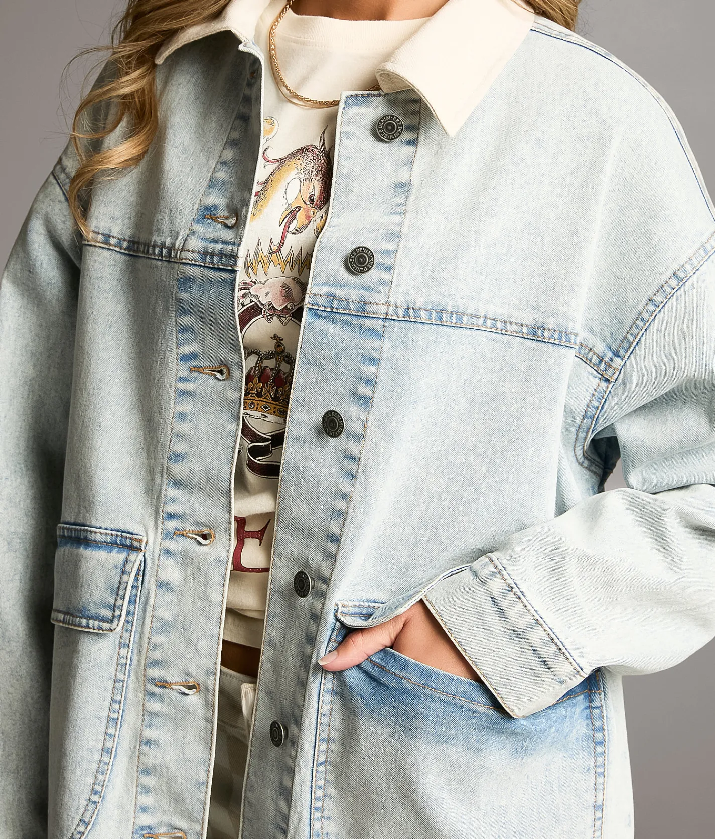 BKE Washed Denim Stretch Jacket Light Wash Clearance