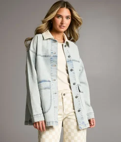 BKE Washed Denim Stretch Jacket Light Wash Clearance