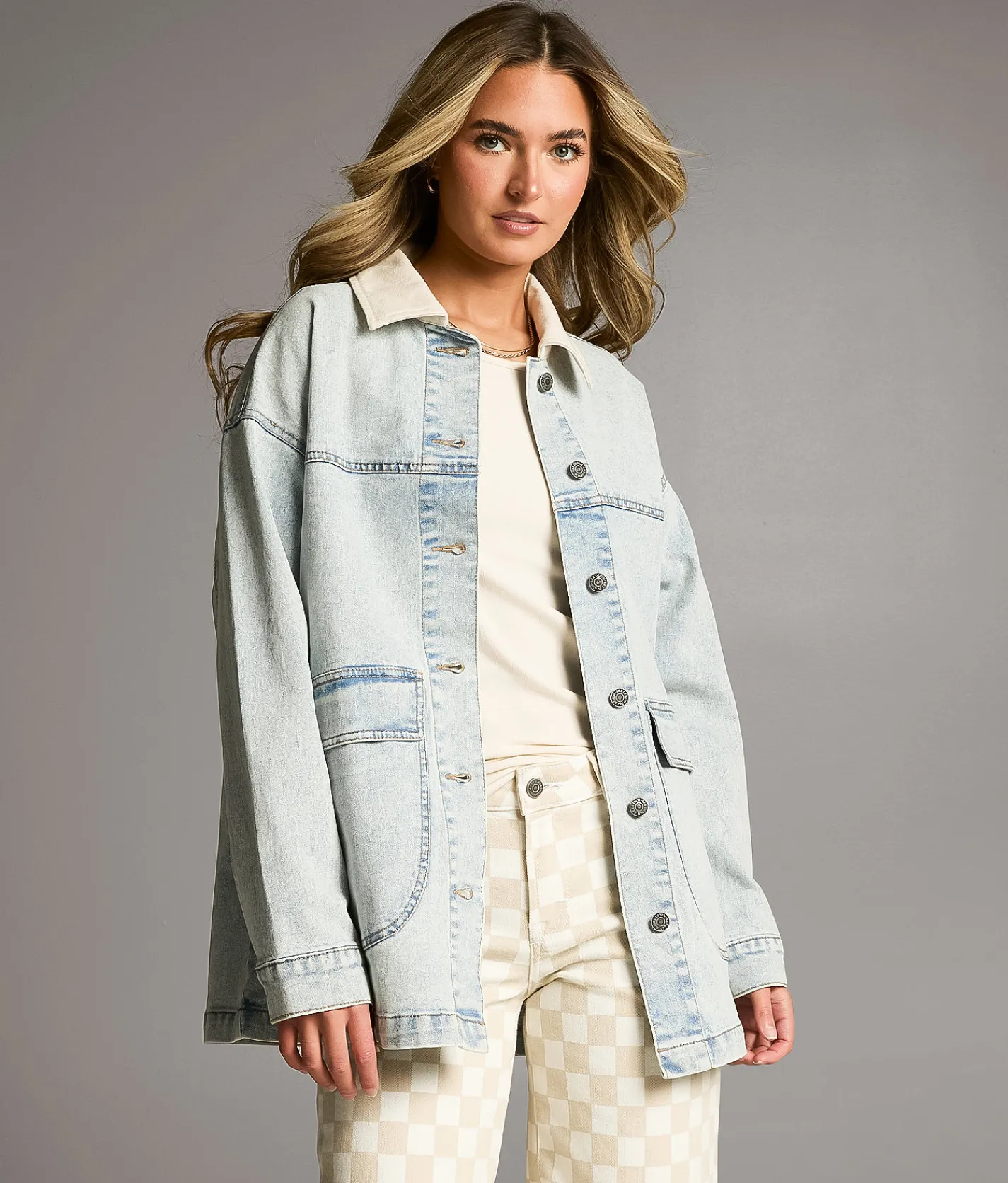 BKE Washed Denim Stretch Jacket Light Wash Clearance