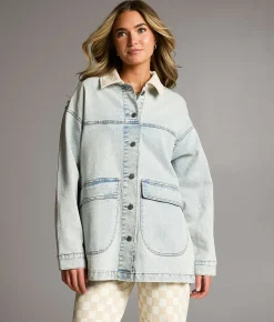 BKE Washed Denim Stretch Jacket Light Wash Clearance