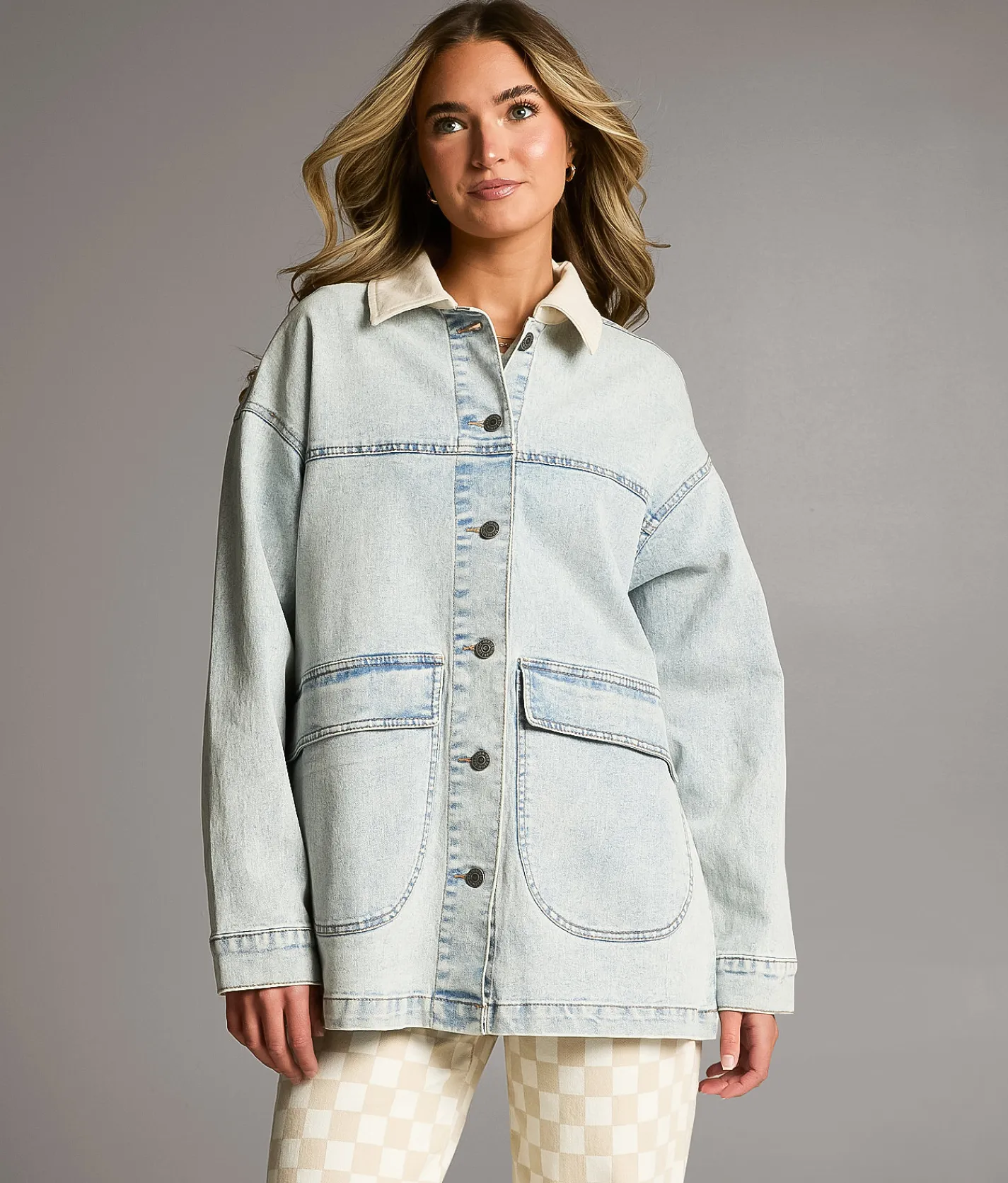 BKE Washed Denim Stretch Jacket Light Wash Clearance