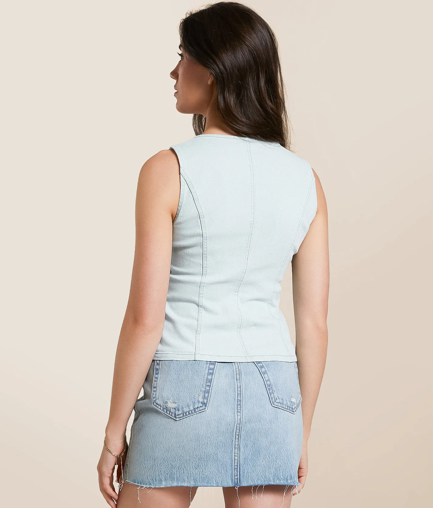 Tops | Willow & Root Washed Denim Stretch Tank Top Light Denim