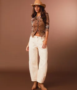 Sterling & Stitch Washed Denim Stretch Tube Top Washed Brown Online