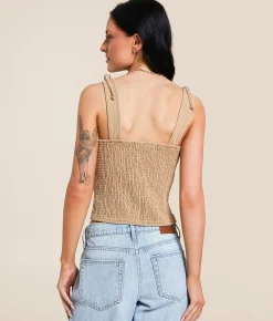 Tops | Gilded Intent Washed Denim Tank Top Brown