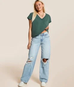 Tops | Gilded Intent Washed Dolman Oversized Pullover Deep Green