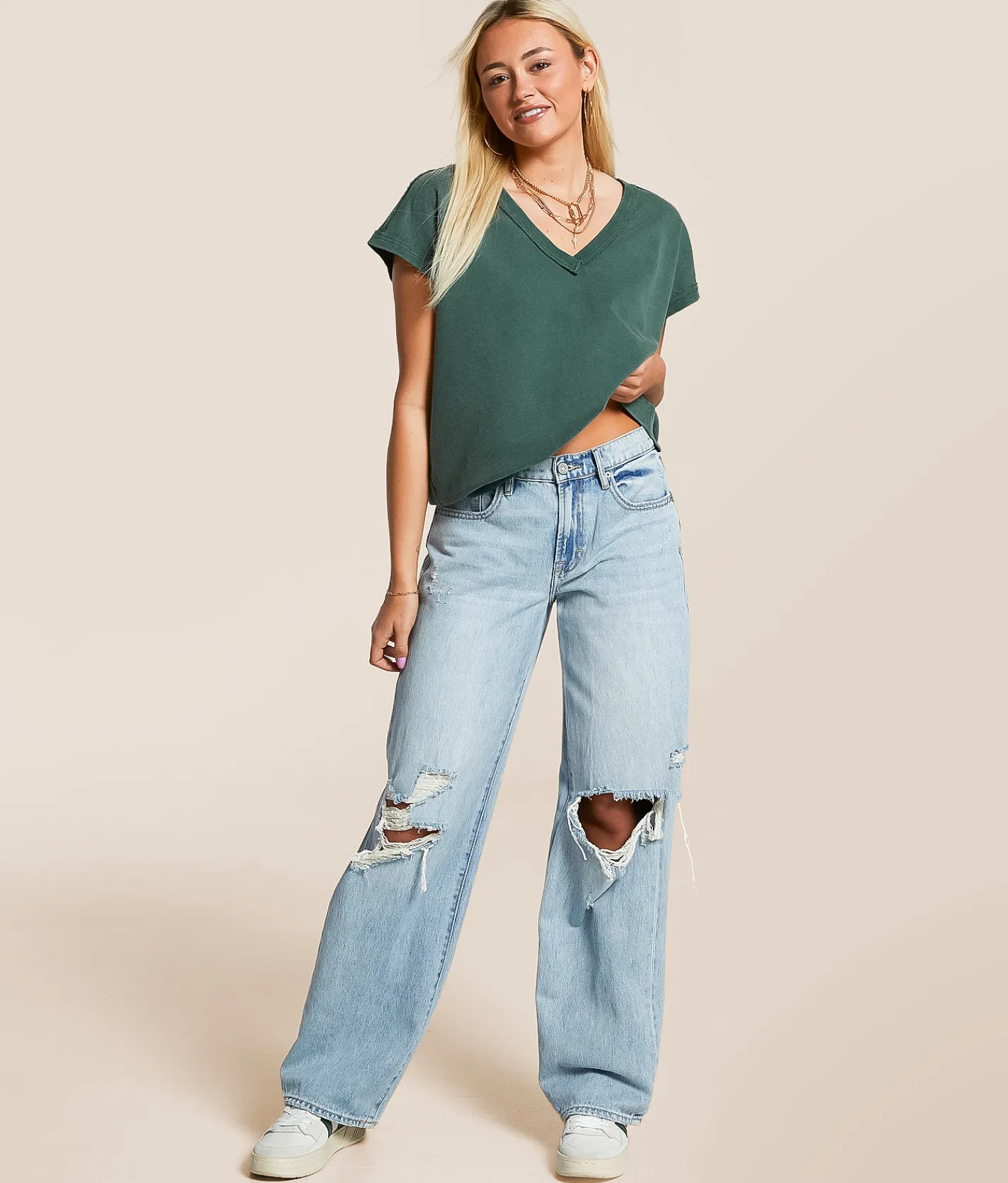 Tops | Gilded Intent Washed Dolman Oversized Pullover Deep Green