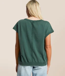 Tops | Gilded Intent Washed Dolman Oversized Pullover Deep Green
