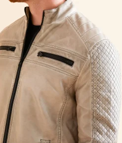 Buckle Black Washed Faux Leather Hooded Jacket Light Khaki Online