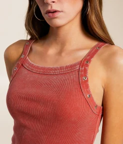 Tops | Gilded Intent Washed Grommet Tank Top Bronze Green