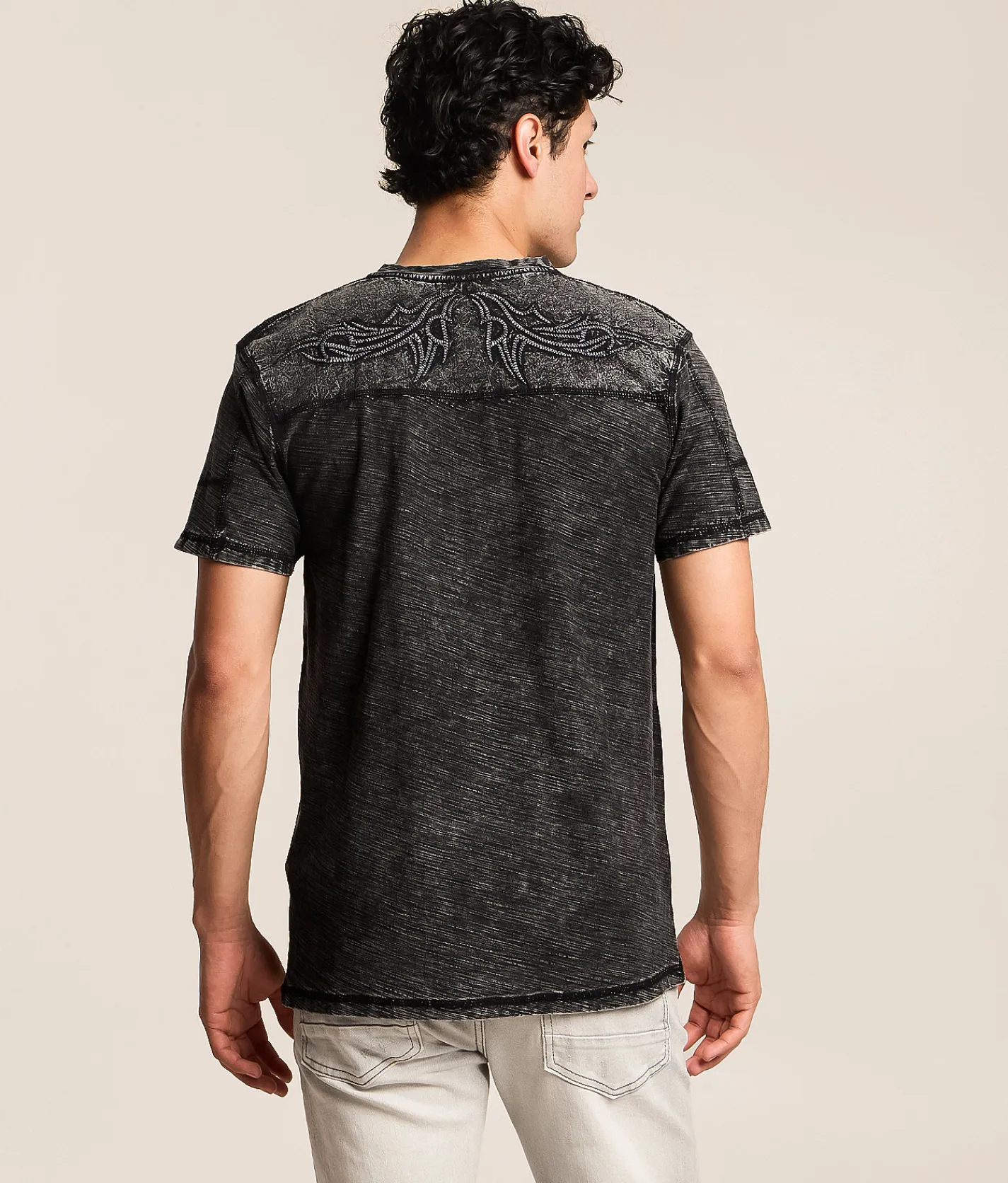 Tops | Buckle Black Washed Henley Black