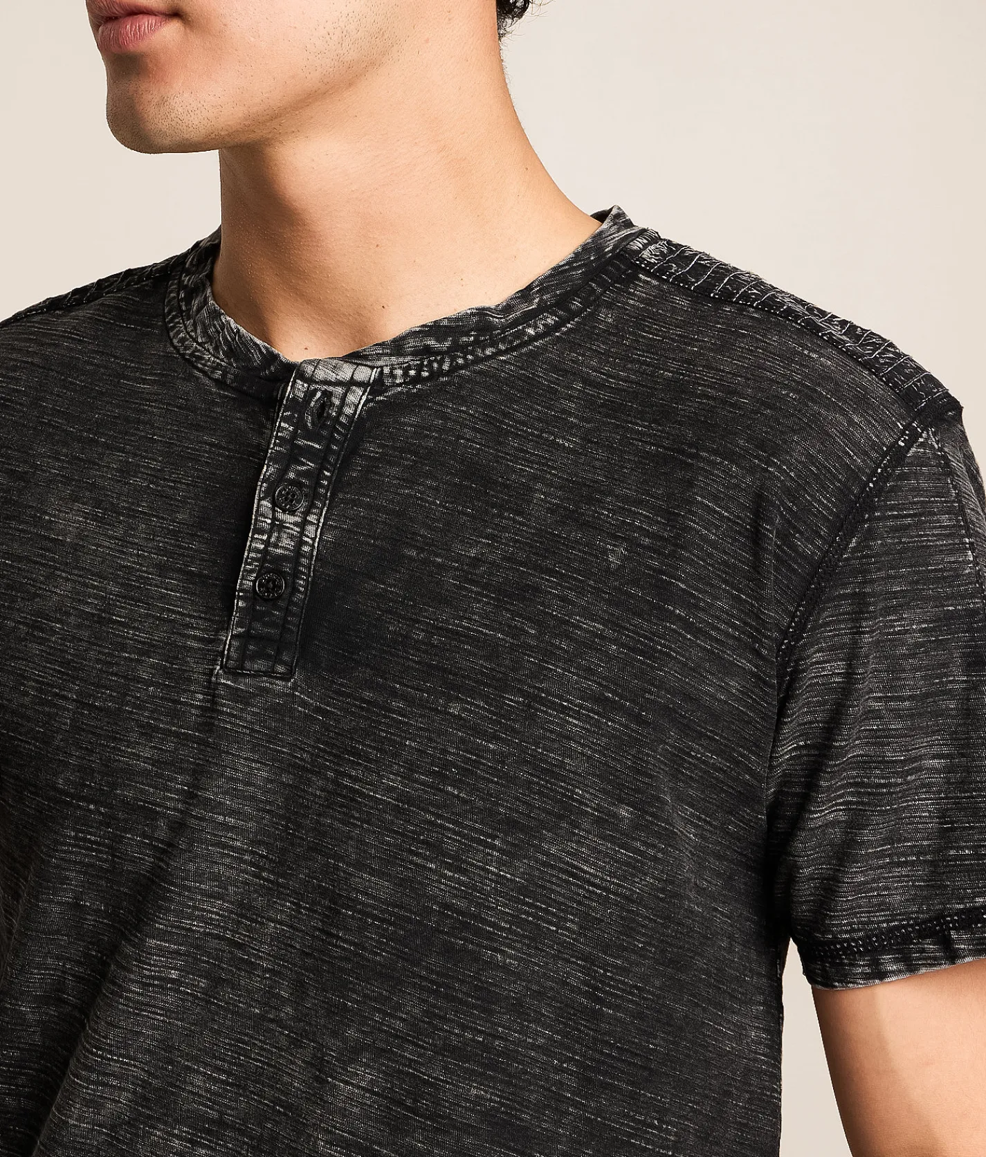 Tops | Buckle Black Washed Henley Black