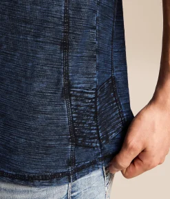 Tops | Buckle Black Washed Henley Azure Blue