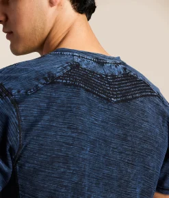 Tops | Buckle Black Washed Henley Azure Blue