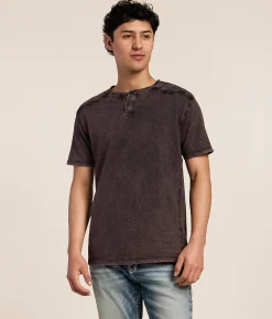 Tops | Buckle Black Washed Henley Sable