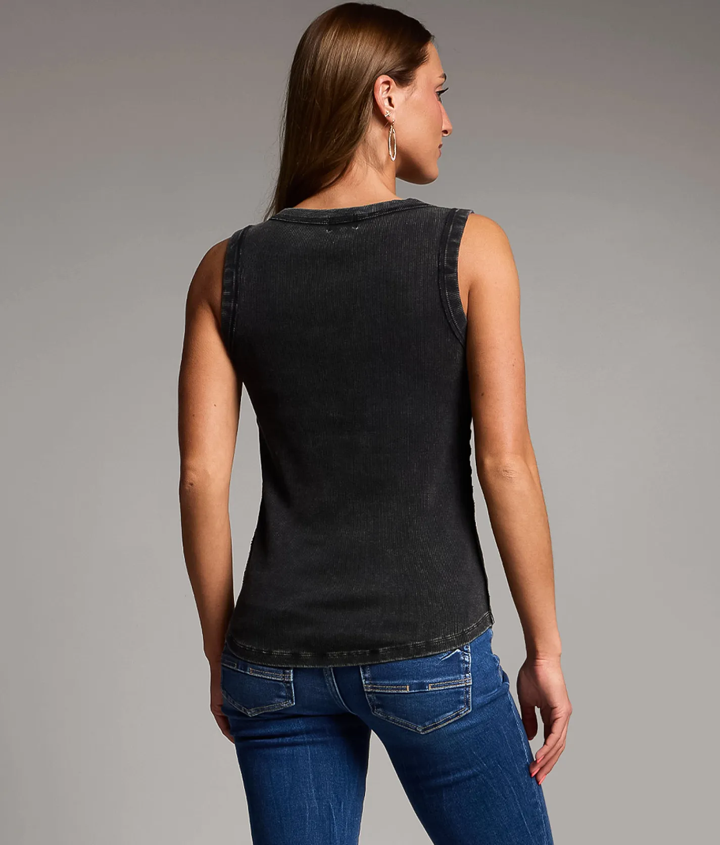 Tops | BKE Washed Henley Tank Top Washed Black