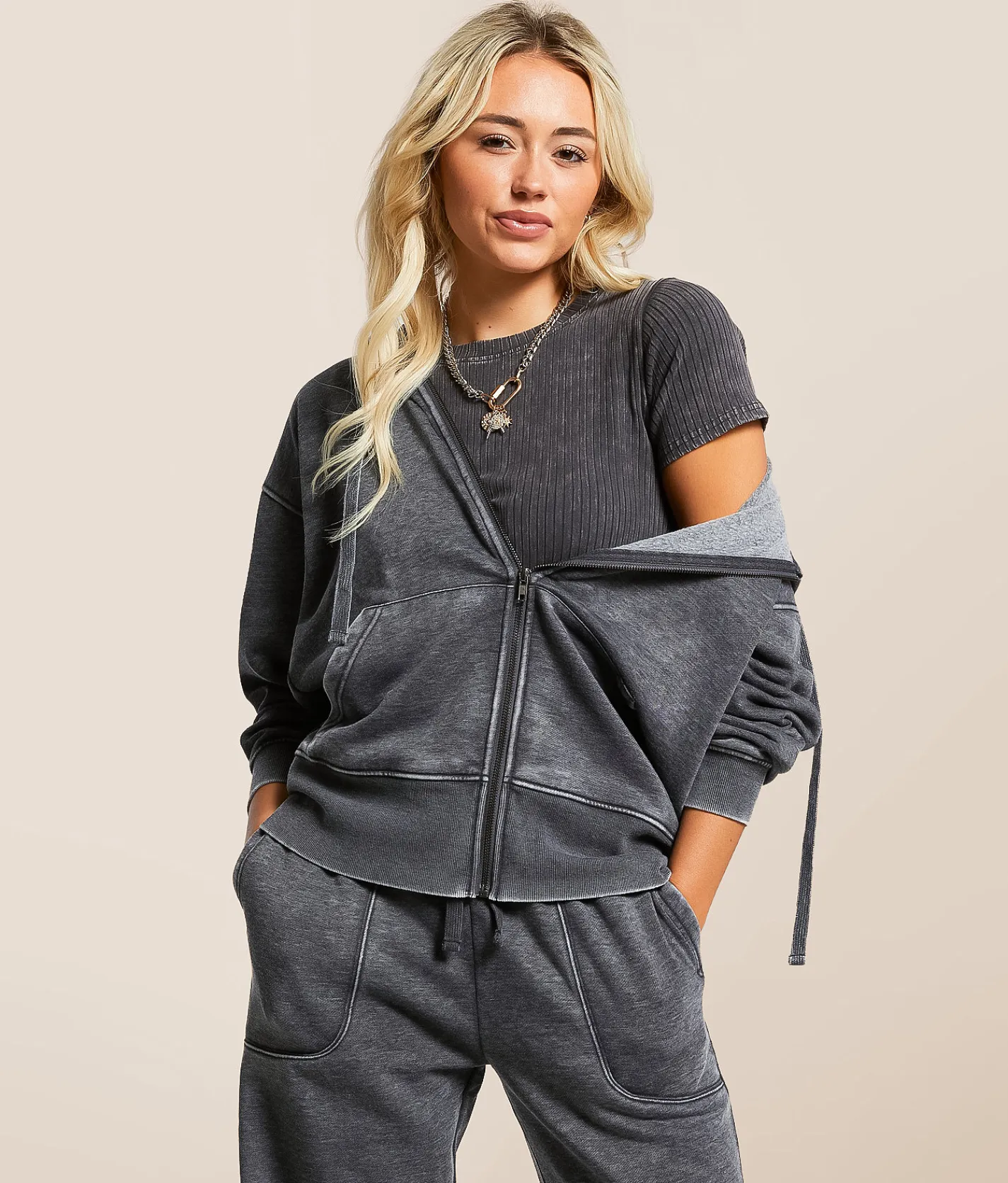 Gilded Intent Washed Hoodie Charcoal