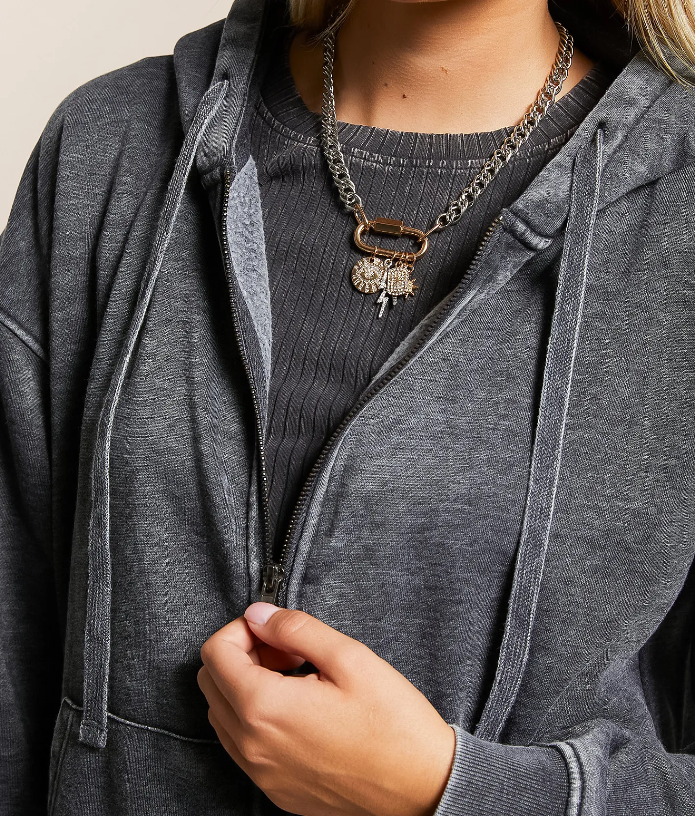 Gilded Intent Washed Hoodie Charcoal