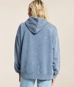 Gilded Intent Washed Knit Hooded Sweatshirt China Blue Clearance