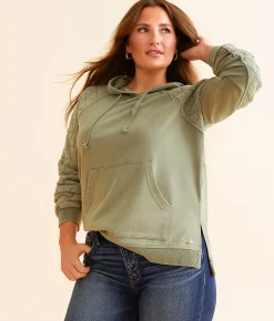 BKE Washed Knit Hooded Sweatshirt Dusty Olive Clearance
