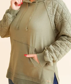 BKE Washed Knit Hooded Sweatshirt Dusty Olive Clearance