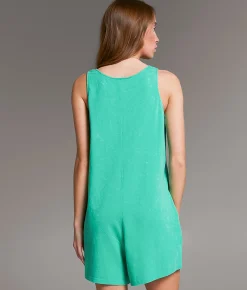 BKE Washed Knit Romper Taupe New