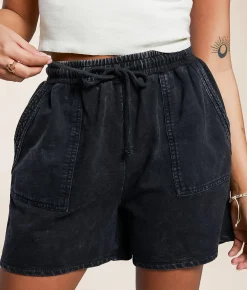 Gilded Intent Washed Knit Short Washed Black Online