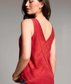BKE Washed Knit Tank Top Red Sale