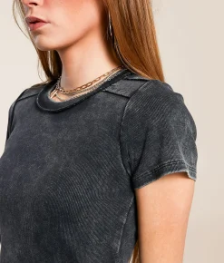 Gilded Intent Washed Knit Top Washed Black Outlet