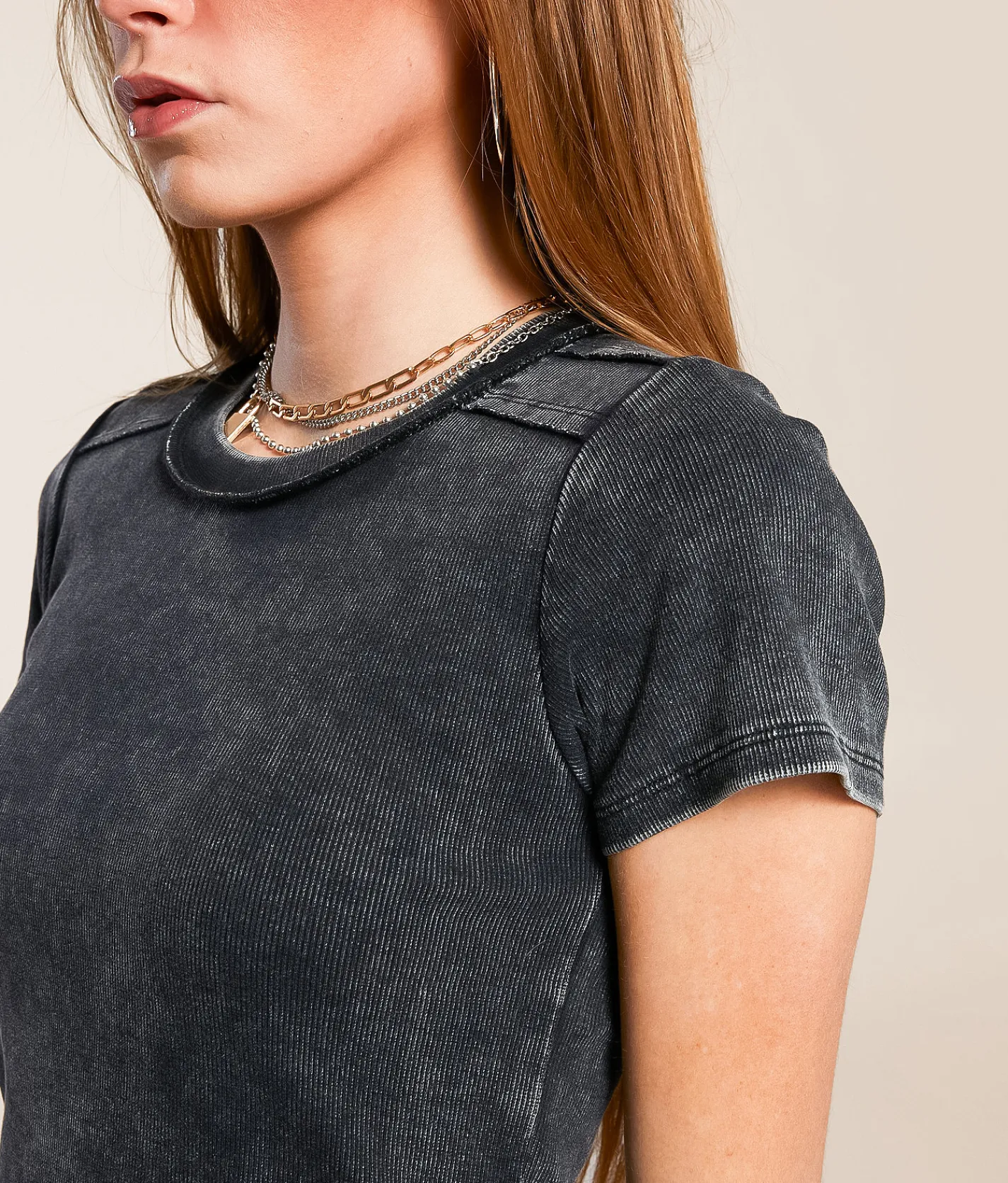 Gilded Intent Washed Knit Top Washed Black Outlet