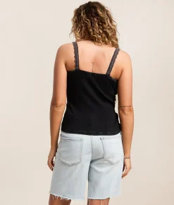 Tops | Gilded Intent Washed Lace Tank Top Washed Black