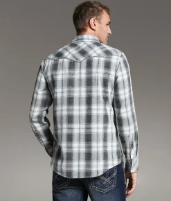 Tops | BKE Vintage Washed Plaid Standard Shirt Black Blue White