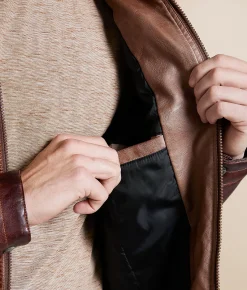 Tops|Coats & Jackets | Buckle Black Washed Pleather Jacket Tobacco Brown